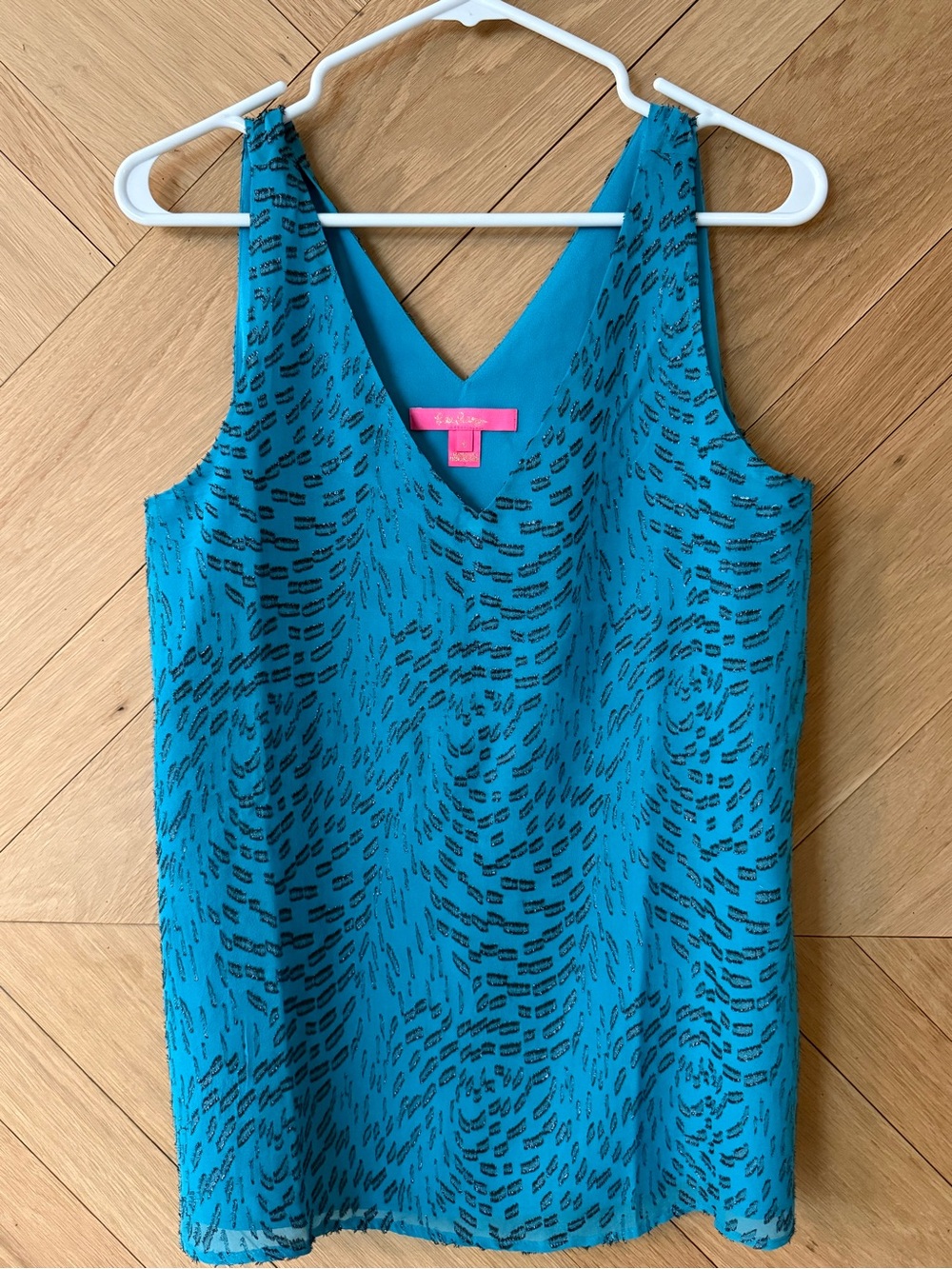Lilly Pulitzer Teal Sequined V-Neck Tank